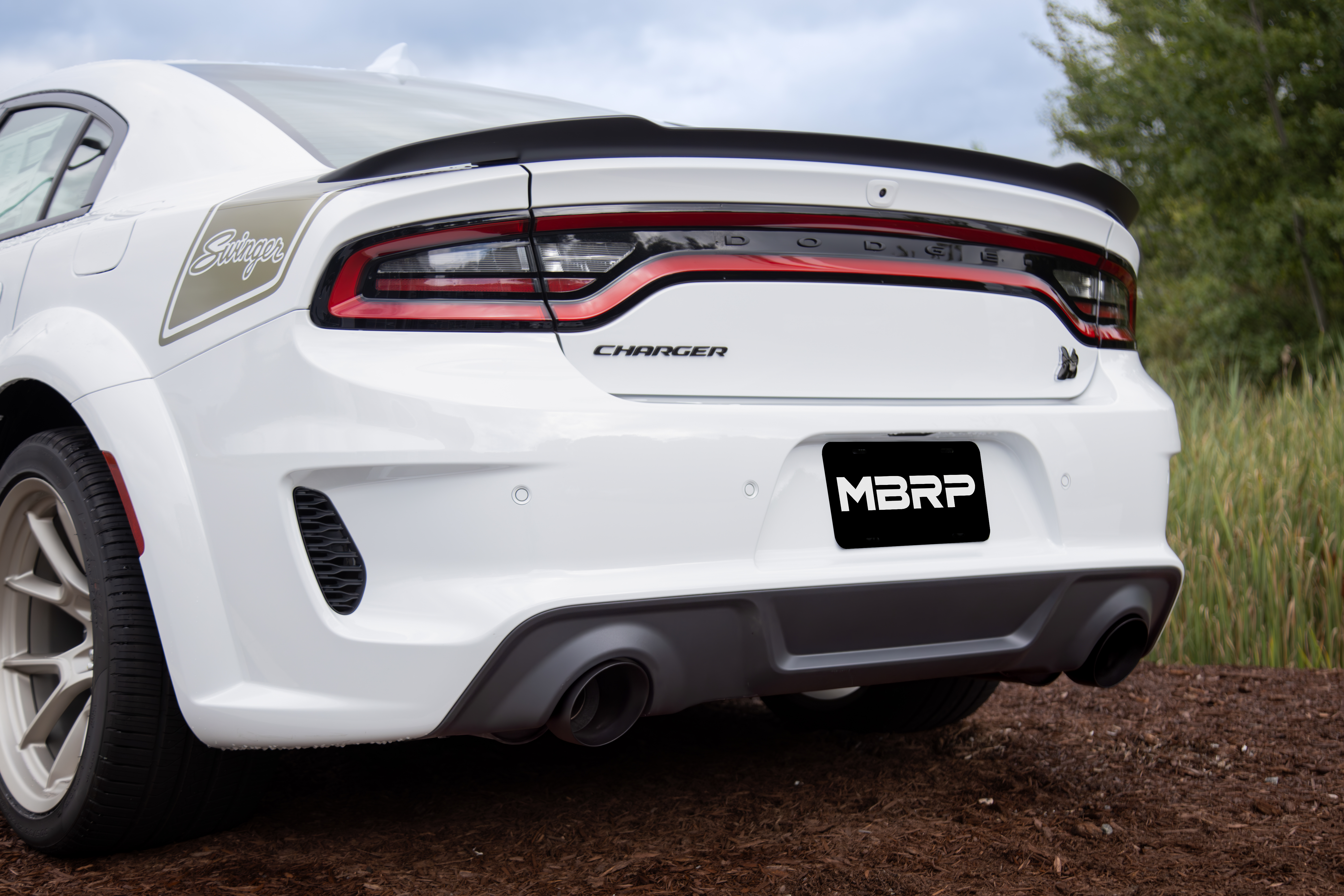 MBRP Exhaust 5in. OD, SEC 70 Inlet, 7.7in. In Length, Dual Wall, Angle Cut, BLK Tip Pairs.